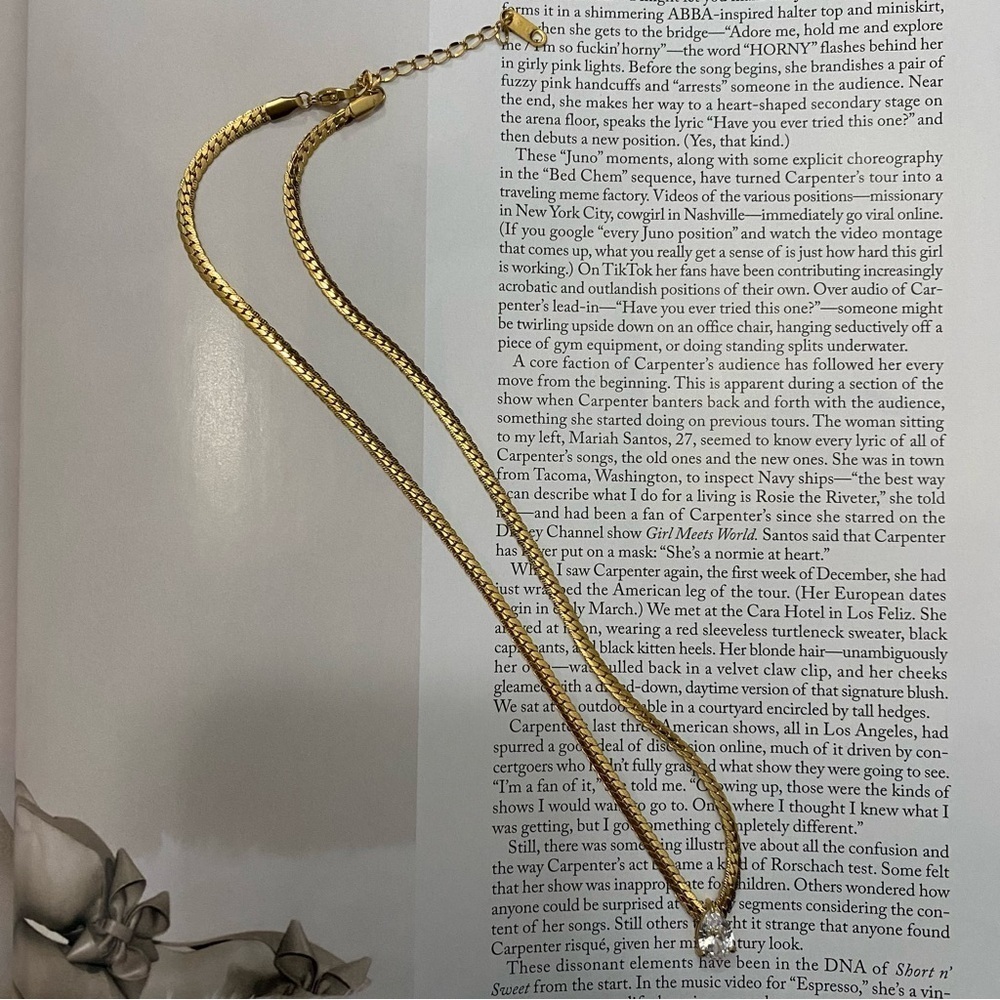 18k Gold Plated Faux Diamond Teardrop Pendant Chain Necklace - Picture 16 of 16